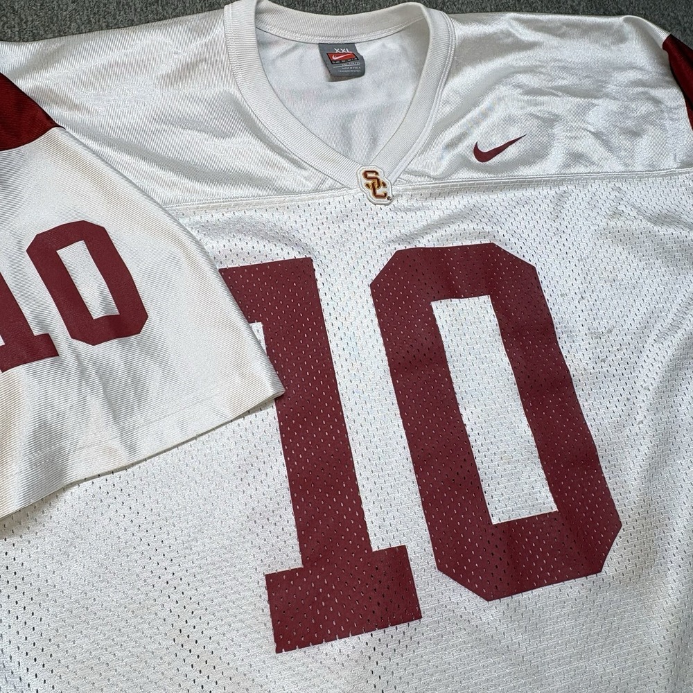 VTG 90s Nike Team USC Trojans Football Jersey Men's XXL White #10 Mesh Y2K NCAA
